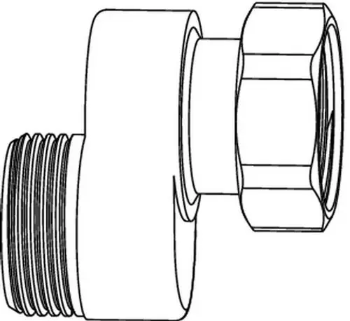 Anschlussstück mit männlichem Gewinde und einer kegelförmigen Dichtung auf einer Seite, hergestellt von IMI Hydronic Engineering. Geeignet für Installationen in Heizungsanlagen.